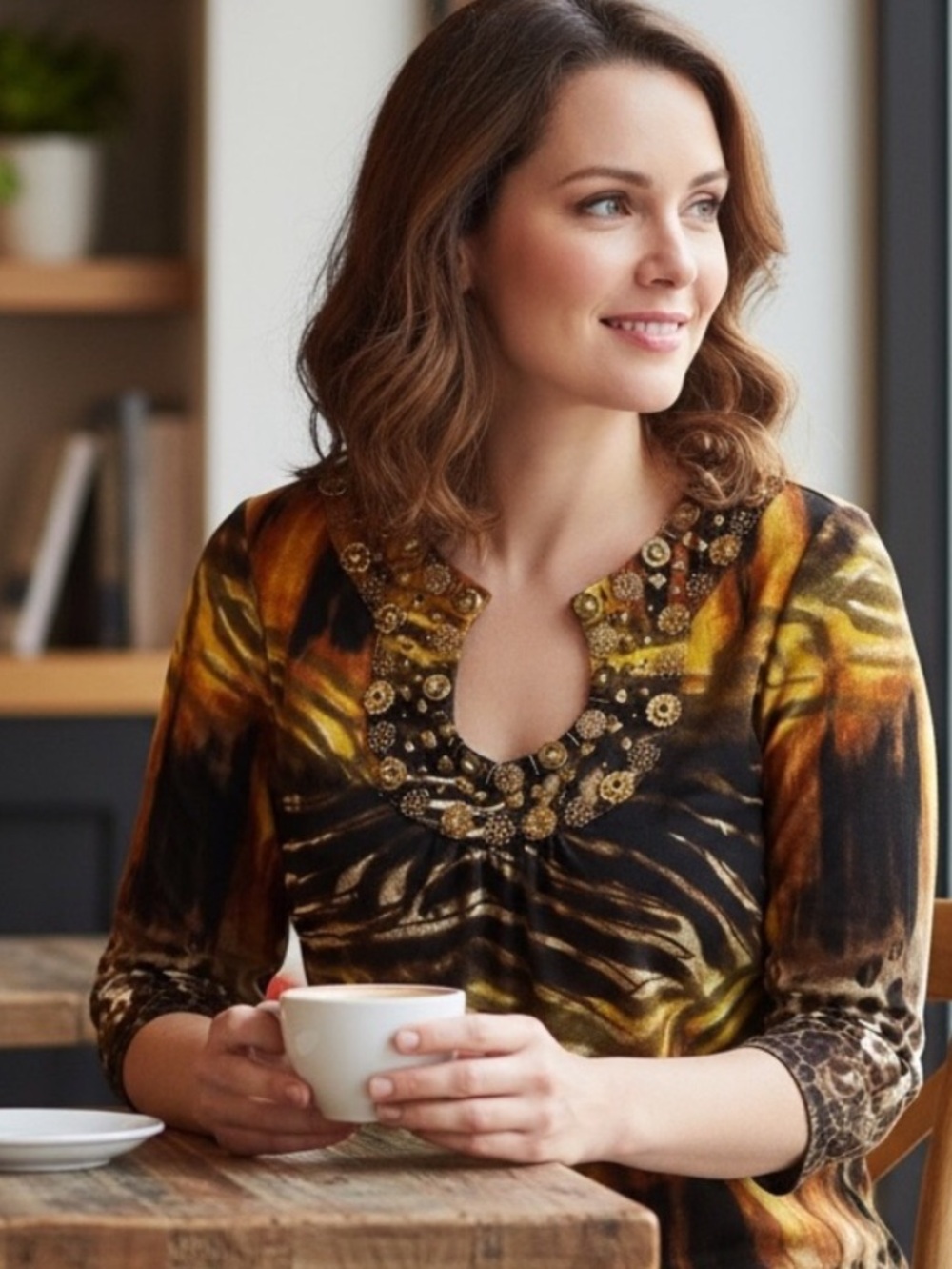 BEREK 90s Vintage Sheer Mixed Animal Print Overlay Blouse